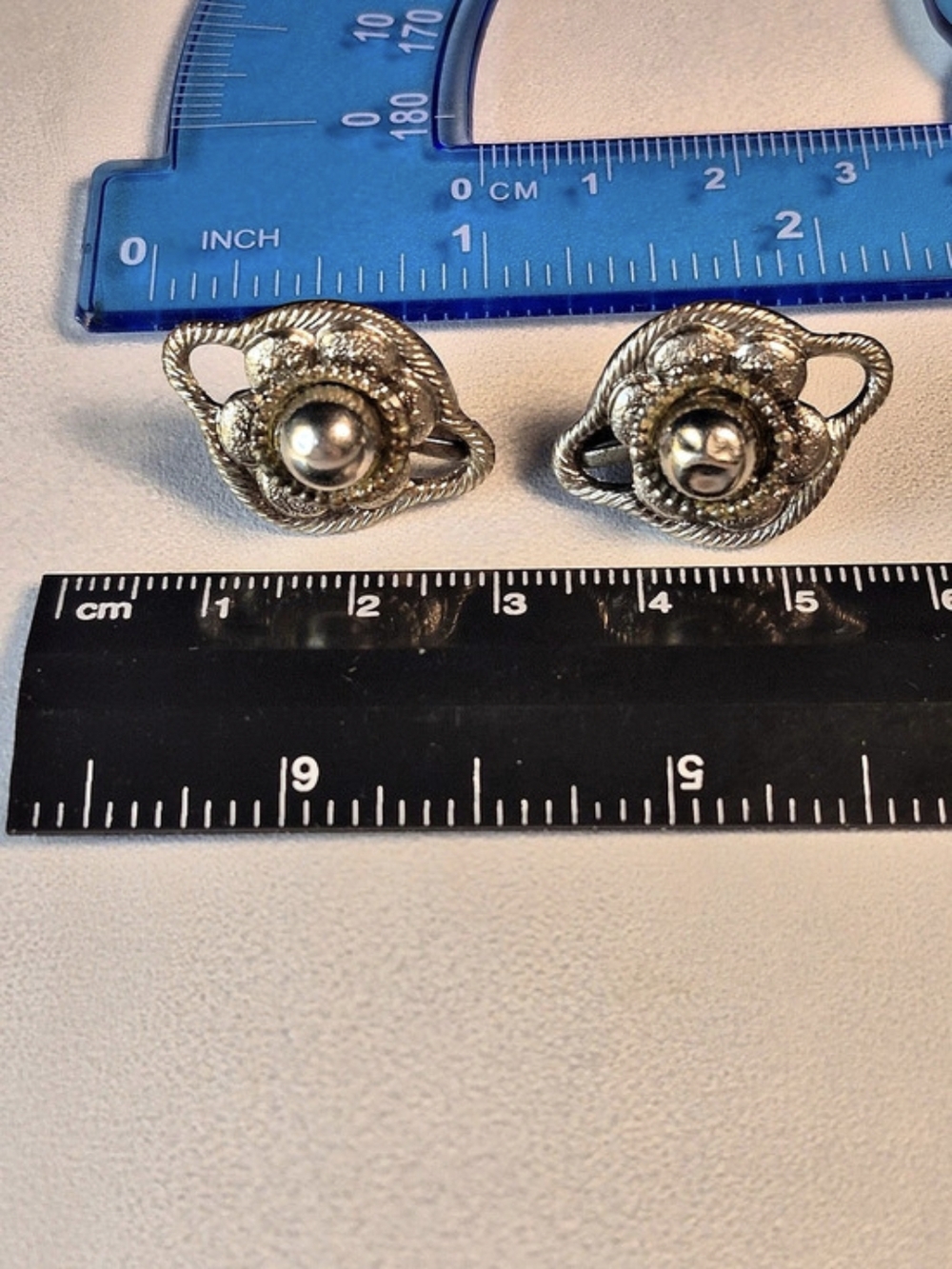 Vintage 1940s/1950s Silver Tone Celestial Screw Back Earrings